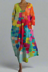 Jasmine | Women's V-Neck Dress with Colorful Design and Versatile Style