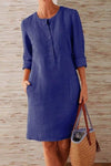 Zia | Stylish Women's Button-Front Shift Dress with Convenient Side Pockets