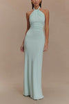 Rosette | Women's Halter Maxi Dress with Flowing Design and Adjustable Neckline