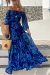Miravelle | Women's Off-Shoulder Maxi Dress with Floral Design and Evening Style
