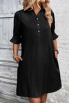 Auraline | Women's Button-Down Shirt Dress with 3/4 Sleeves and Knee Length