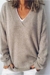 Adeline | Women's Sweater with V-Neck and Ribbed Trim