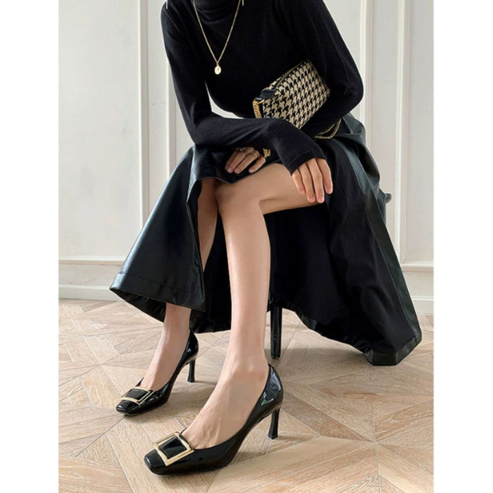 Narella | Elegant Heeled Sandals with Metallic Accent