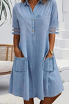 Samantha | Women's Denim Mini Dress with Side Pockets and Casual Style