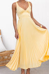 Rosalind | Women's Wedding Guest Pleated V-Neck Maxi Dress Evening