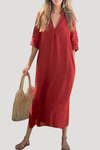 Francesca | Women's V-Neck 3/4 Sleeve Midi Dress