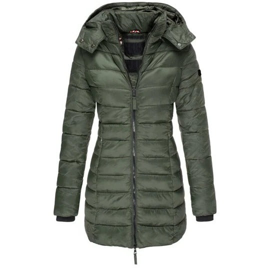 Comfortable down jacket with hood and zipper