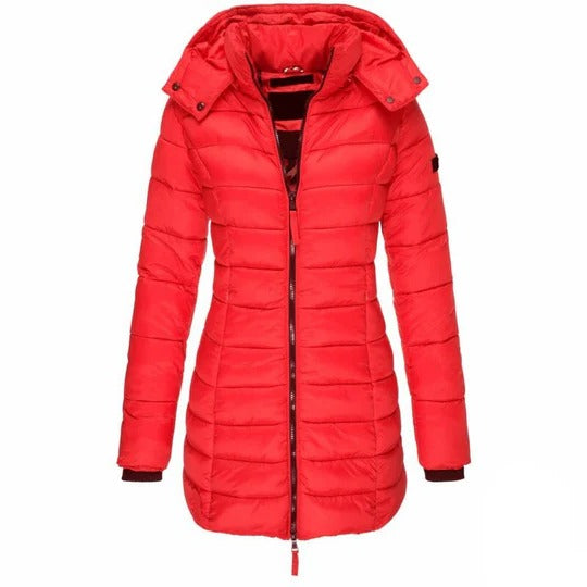Comfortable down jacket with hood and zipper