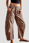Isadora | Women's Leopard Print Barrel Leg Wide Jeans