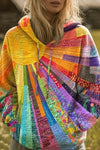 Iris | Women's Hoodie with Drawstrings and Patchwork Pattern