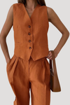 Seraphine | Women's Sleeveless Waistcoat Wide Leg Pant Set