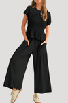 Sienna | Women's Peplum Top Wide Leg Pants Set
