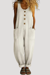 Sloane | Women's Button Front Wide Leg Overall Jumpsuit